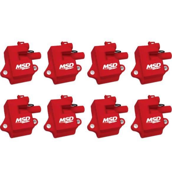 MSD Ignition Coils Pro Power Series 1997-2004 GM LS1/LS6 Engines, Red, 8-Pack