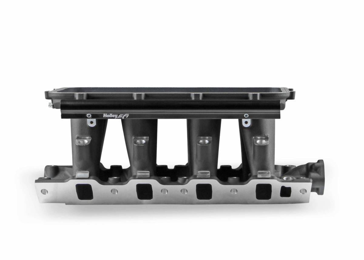 Holley EFI 8.2" Ford SBF Hi-Ram Manifold with Side Mount Top 95mm Throttle Bore - Black thumbnail 3
