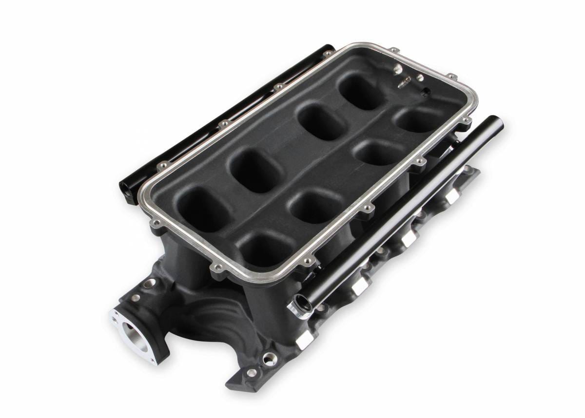 Holley EFI 8.2" Ford SBF Hi-Ram Manifold with Side Mount Top 95mm Throttle Bore - Black thumbnail 2