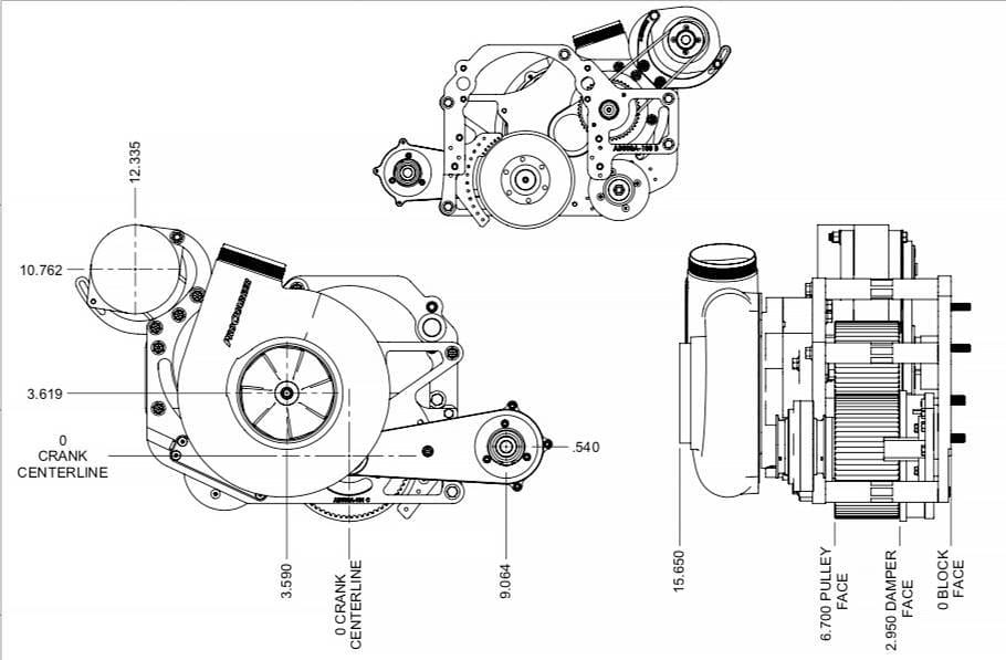 Chevy BBC Procharger Reverse Belt Drive System for F-3 Series Head Units thumbnail 5