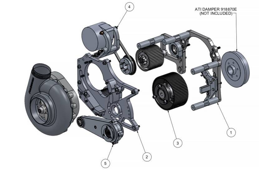 Chevy BBC Procharger Reverse Belt Drive System for F-3 Series Head Units thumbnail 4