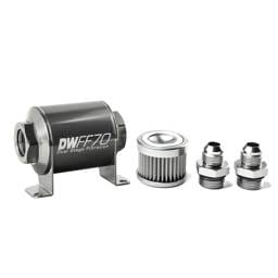 DeatshWerks In-Line Universal Fuel Filter Kit - Stainless Steel 10 Micron, 8AN, 70mm