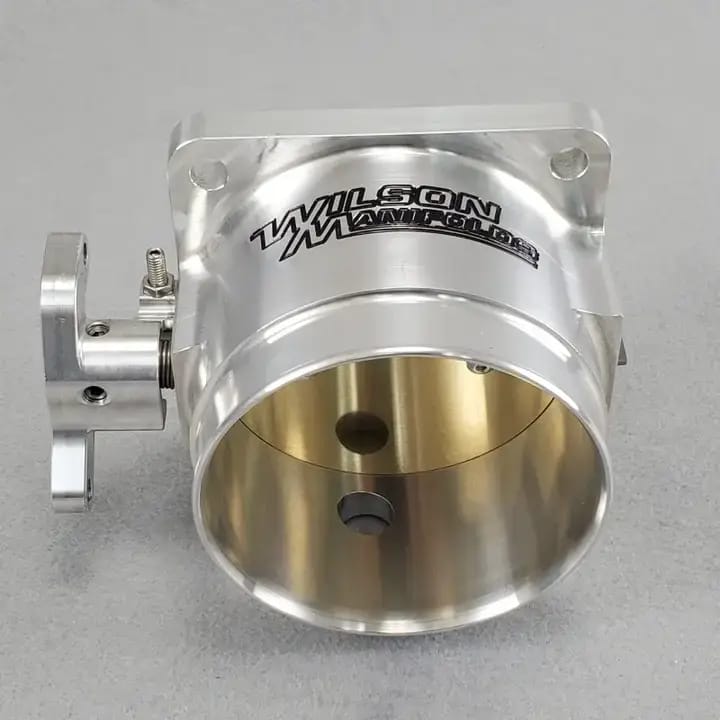 Wilson Manifolds 90MM Billet Throttle Body W/ IAC Provision - Silver Machined Finish thumbnail 3