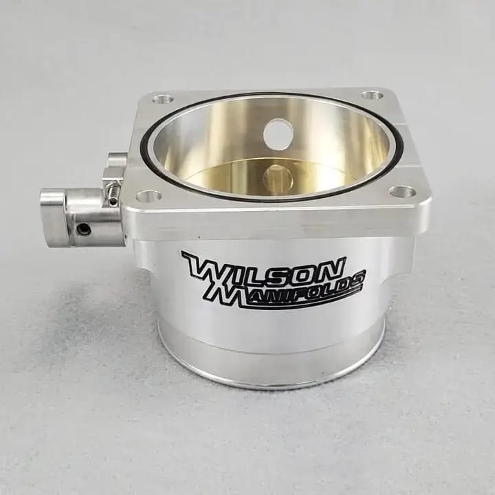 Wilson Manifolds 90MM Billet Throttle Body W/ IAC Provision - Silver Machined Finish thumbnail 4