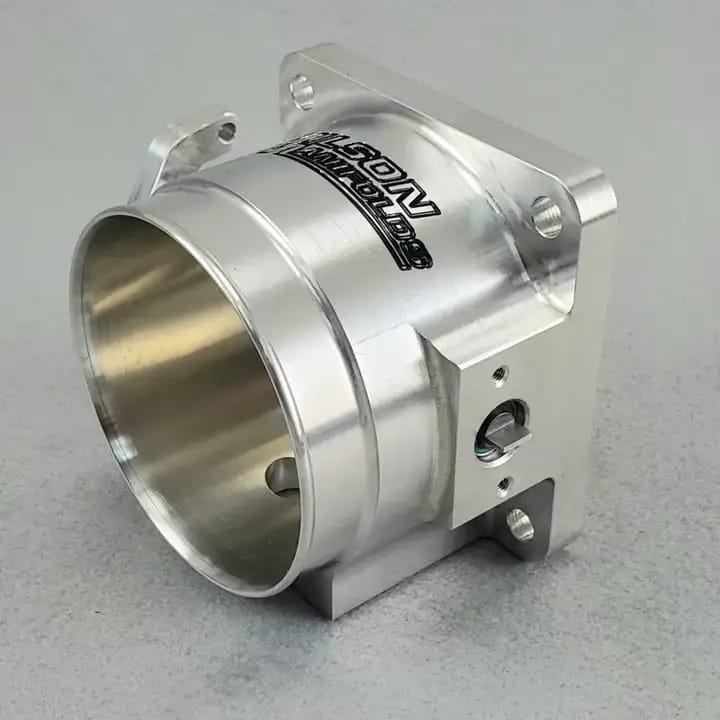 Wilson Manifolds 90MM Billet Throttle Body W/ IAC Provision - Silver Machined Finish thumbnail 2
