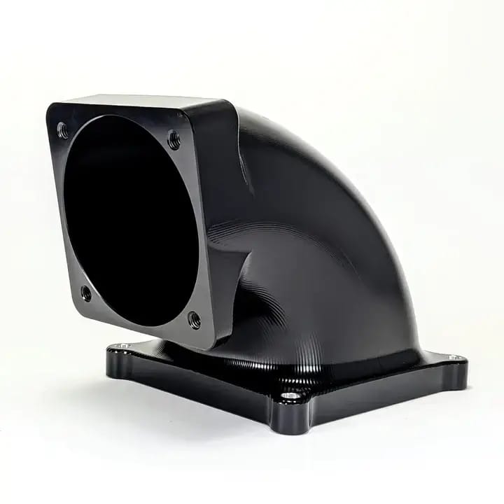 Wilson Manifolds 105MM 4500 Billet Elbow LS/ Ford Foxbody Bolt Pattern - Anodized Black thumbnail 3