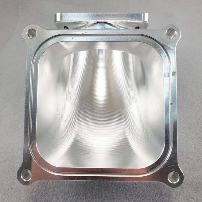 Wilson Manifolds 105MM 4500 Billet Elbow LS/ Ford Foxbody Bolt Pattern - Silver Machined Finish thumbnail 3