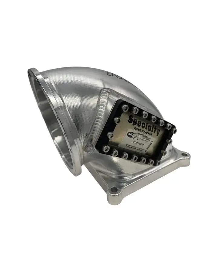 Wilson Manifolds 105MM 4500 Billet Elbow V-Band With 2 Burst Panel - Silver Machined Finish thumbnail 3