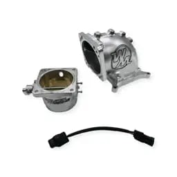 Wilson Manifolds 90MM Throttle Body + 4150 Side/Side Billet Elbow Combo - Silver Machined Finish