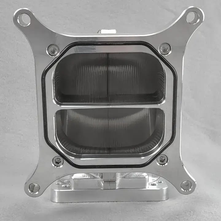 Wilson Manifolds 65MM-92MM 4150 Front/Rear Facing Billet Elbow With Divider - Silver Machined Finish thumbnail 5
