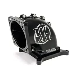 Wilson Manifolds 65MM-92MM 4150 Front/Rear Facing Billet Elbow With Divider - Anodized Black