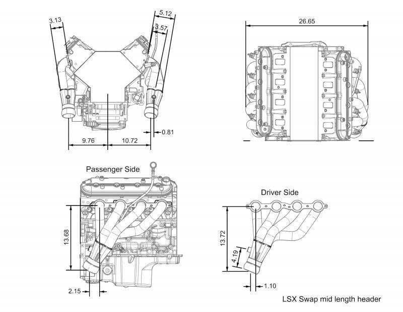 Kooks Universal LS Engine Swap Mid-Length Stainless Steel Headers 1-7/8" x 3" thumbnail 2