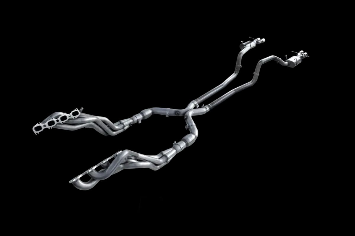 ARH Shelby GT500 Mustang 2013-2014 1-7/8" x 3" Long Tube Headers With Full Catted H Pipe System Quad Stainless Steel Exhaust Tips