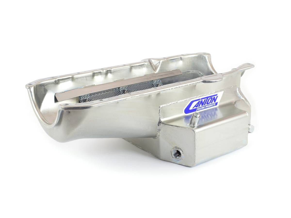 1986-Newer SBC Shallow Circle Track 12" Long Wet Sump Canton Race Oil Pan