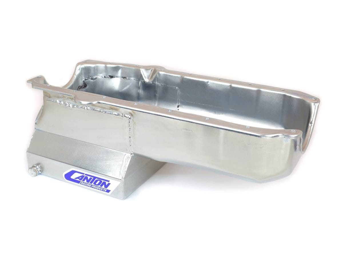 Canton "T" Sump Drag Race Chevy SBC Pre-1980 Blocks w/ Left Side Dipstick Oil Pan - Black thumbnail 2