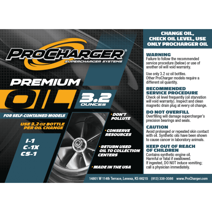 ATI ProCharger Supercharger Oil Pack 3.2 oz. bottles, Set of 3, ONLY for i-1, C-1X, CS-1 models thumbnail 2