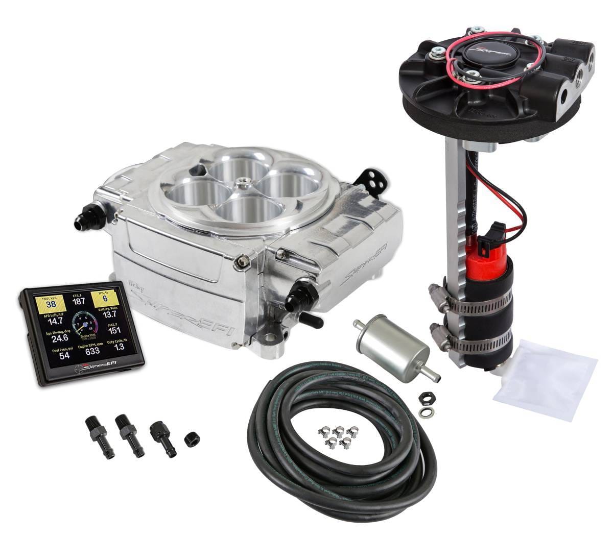Holley Sniper 2 EFI 4BBL Throttle Body Fuel Injection Kit W/ Returnless Drop In Fuel Module - Polished thumbnail 3