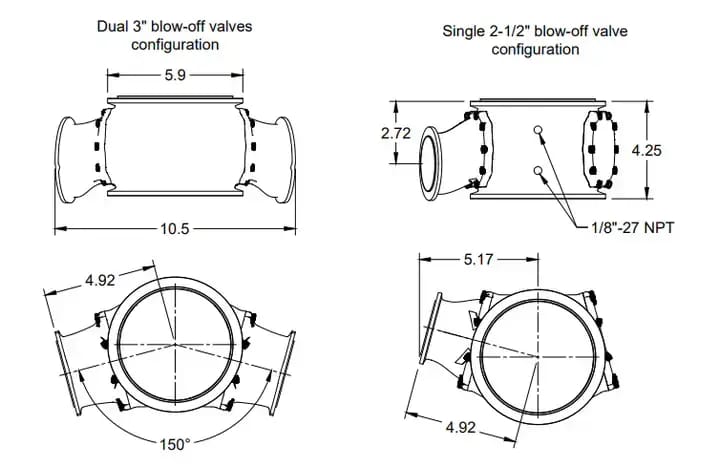 Wilson Manifolds 123MM Billet Blow Off Assembly W/ 3" Connectors - Anodized Black thumbnail 4