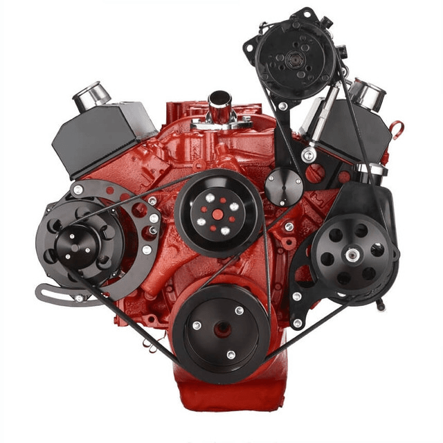 CVF Chevy Small Block Serpentine Conversion System with AC & Power Steering Brackets, For Long Water Pump - Black thumbnail 2
