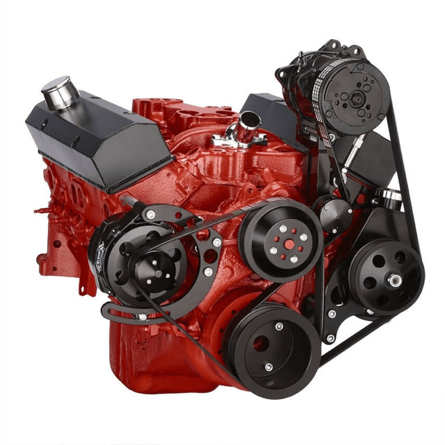 CVF Chevy Small Block Serpentine Conversion System with AC & Power Steering Brackets, For Long Water Pump - Black thumbnail 3
