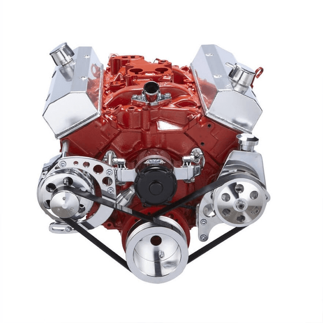 CVF Chevy Small Block Serpentine Conversion System with Alternator, Power Steering Brackets, For Electric Water Pump - Polished thumbnail 2