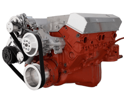 CVF Chevy Small Block Serpentine Conversion System with Mid-Mount AC, Alternator Brackets, For Long Water Pump - Polished
