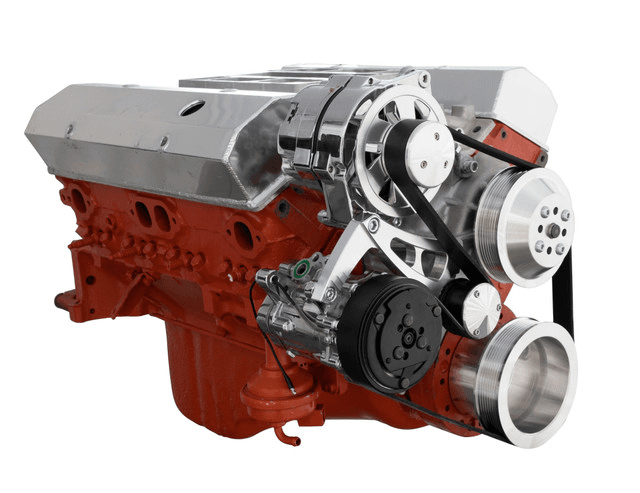 CVF Chevy Small Block Serpentine Conversion System with Mid-Mount AC, Alternator Brackets, For Long Water Pump - Polished thumbnail 3