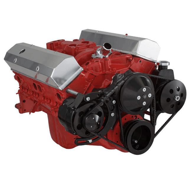 CVF Chevy Small Block V-Belt System with Alternator, Power Steering Brackets, For Long Water Pump - Black thumbnail 3