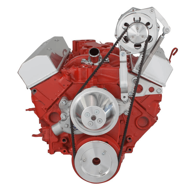 CVF Chevy Small Block V-Belt System with Alternator Only Bracket, For Short Water Pump - Polished thumbnail 2