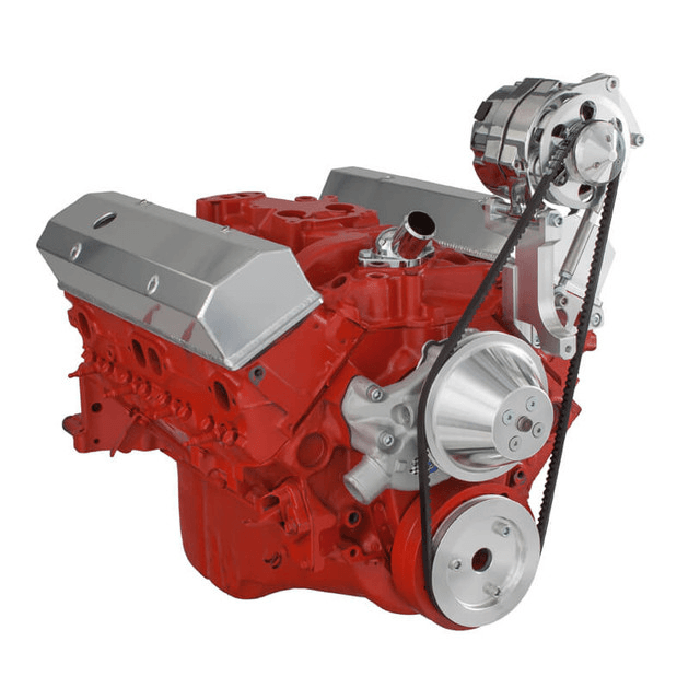 CVF Chevy Small Block V-Belt System with Alternator Only Bracket, For Short Water Pump - Polished thumbnail 3