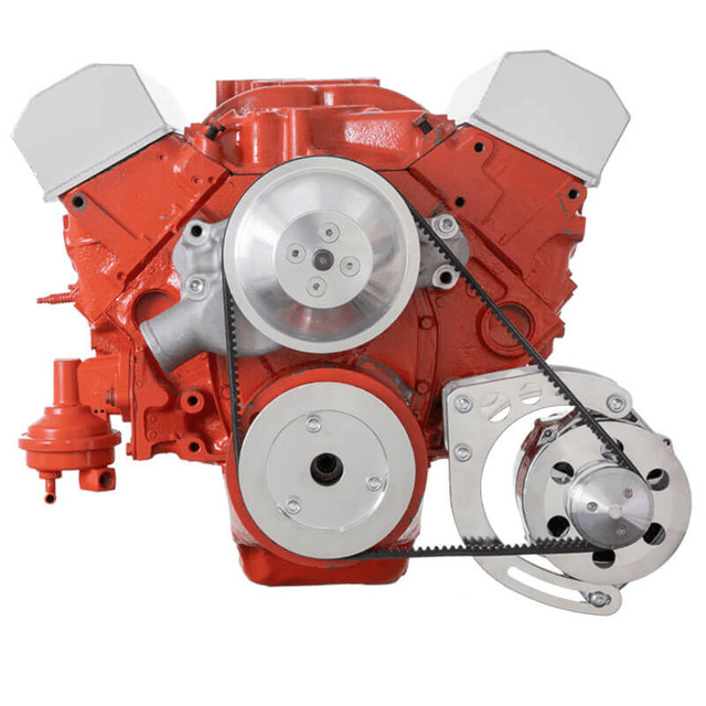 CVF Chevy Small Block  327 & 350 V-Belt Kit Alternator Only Bracket, For Short Water Pump - Polished thumbnail 2