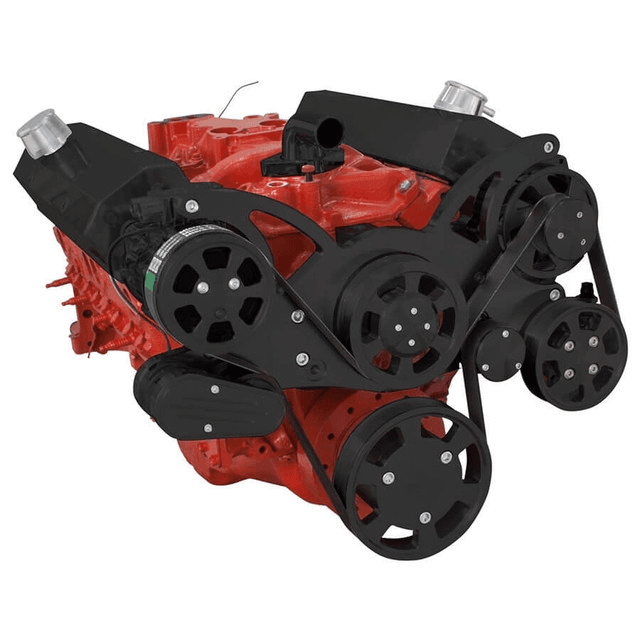 CVF Chevy Small Block Serpentine System with AC, Power Steering & Alternator (All Inclusive) - Black