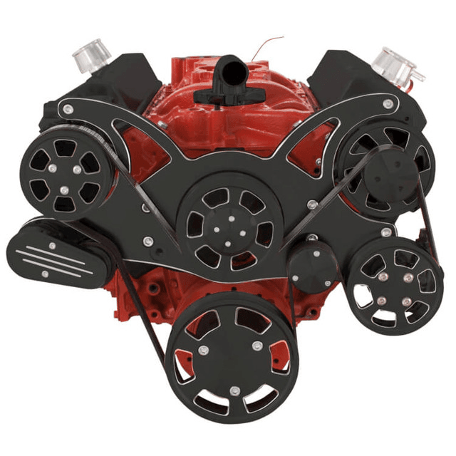 CVF Chevy Small Block Serpentine System with AC, Power Steering & Alternator (All Inclusive) - Black Diamond thumbnail 2