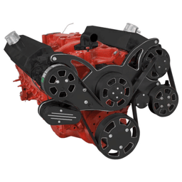 CVF Chevy Small Block Serpentine System with AC, Power Steering & Alternator (All Inclusive) - Black Diamond