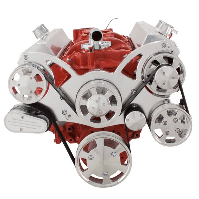CVF Chevy Small Block Serpentine System with Power Steering & Alternator (All Inclusive) - Polished thumbnail 2