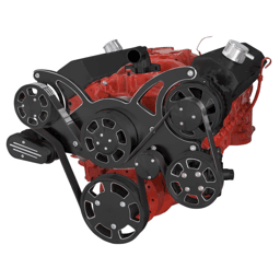 CVF Chevy Small Block Serpentine System with Power Steering & Alternator (All Inclusive) - Black Diamond