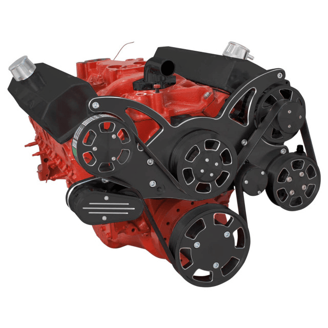 CVF Chevy Small Block Serpentine System with Power Steering & Alternator (All Inclusive) - Black Diamond thumbnail 3