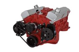 CVF Chevy Small Block V-Belt System with Alternator & Power Steering Brackets, For EWP - Black