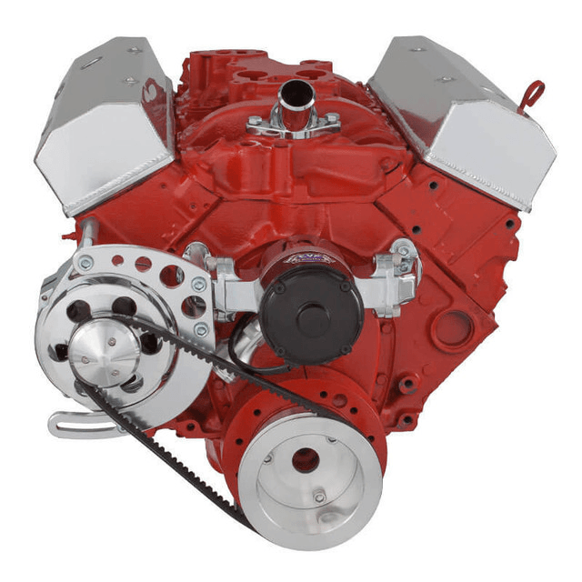 CVF Chevy Small Block V-Belt System with Alternator Only Bracket, For Electric Water Pump - Polished thumbnail 2
