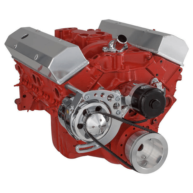 CVF Chevy Small Block V-Belt System with Alternator Only Bracket, For Electric Water Pump - Polished thumbnail 3