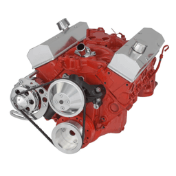 CVF Chevy Small Block V-Belt System with Alternator Only Bracket, For Long Water Pump - Polished