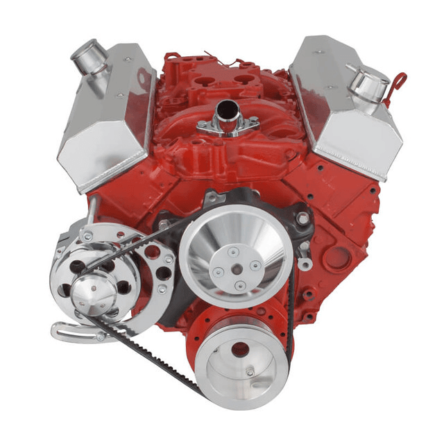 CVF Chevy Small Block V-Belt System with Alternator Only Bracket, For Long Water Pump - Polished thumbnail 2