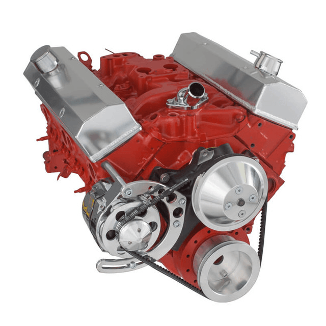 CVF Chevy Small Block V-Belt System with Alternator Only Bracket, For Long Water Pump - Polished thumbnail 3