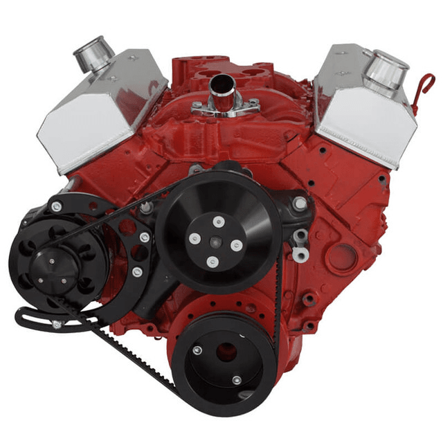 CVF Chevy Small Block V-Belt System with Alternator Only Bracket, For Long Water Pump - Black thumbnail 2