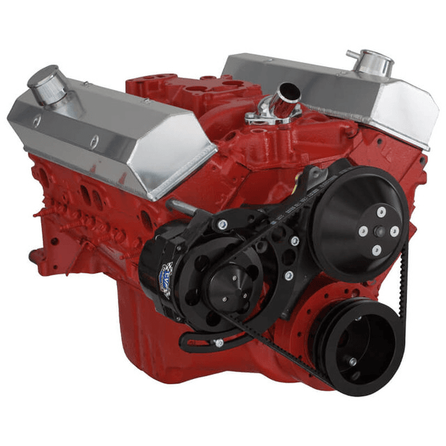 CVF Chevy Small Block V-Belt System with Alternator Only Bracket, For Long Water Pump - Black thumbnail 3