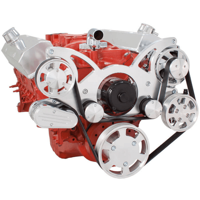CVF Chevy Small Block Serpentine System with Power Steering & Alternator with Electric Water Pump (All Inclusive) - Polished  thumbnail 3