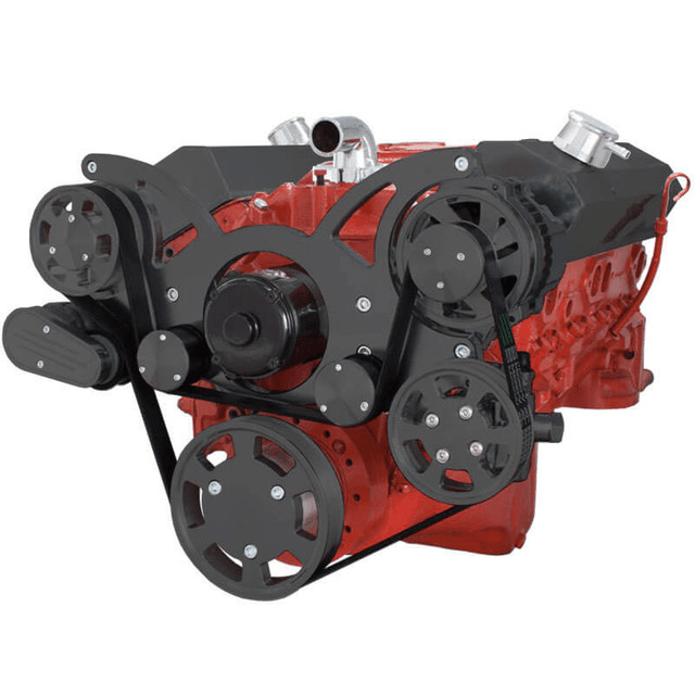 CVF Chevy Small Block Serpentine System with Power Steering & Alternator with Electric Water Pump (All Inclusive) - Black thumbnail 3