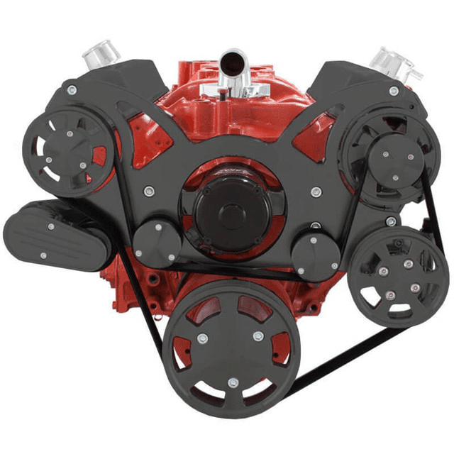 CVF Chevy Small Block Serpentine System with Power Steering & Alternator with Electric Water Pump (All Inclusive) - Black thumbnail 2