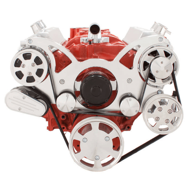 CVF Chevy Small Block Serpentine System with AC, Power Steering & Alternator with Electric Water Pump (All Inclusive) - Polished thumbnail 2