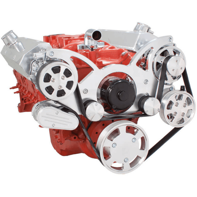CVF Chevy Small Block Serpentine System with AC, Power Steering & Alternator with Electric Water Pump (All Inclusive) - Polished thumbnail 3